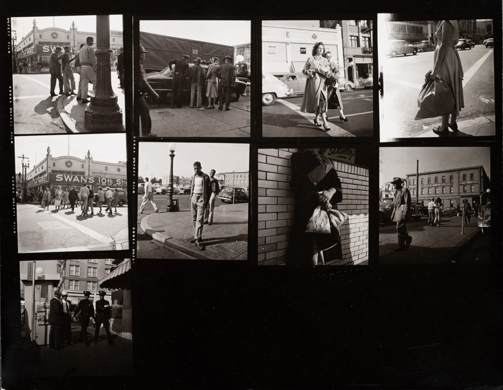 Downtown Oakland (from the Consumers and Relationships Series) Oakland, CA, 1951, Dorothea Lange, Gelatin silver print, Gift of Paul S. Taylor 7.75 in x 7.625 in. A67.137.93132 © The Dorothea Lange Collection, the Oakland Museum of California.